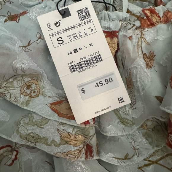 Zara Floral Ruffle Blouse - Cream and Orange - Picture 4 of 4